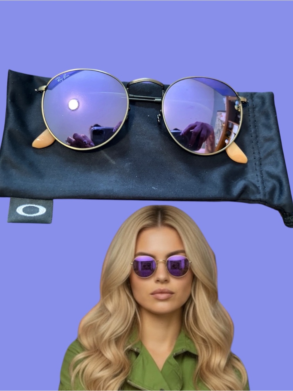 Ray-Ban Purple Mirrored Round Sunglasses